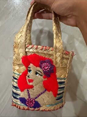 Straw little mermaid purse